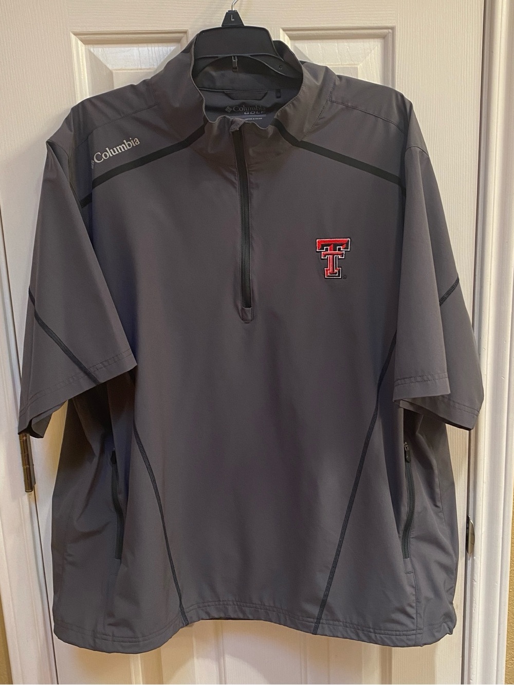 Columbia Golf Wind Up Windshirt Half-Zip Pullover Gray Texas Tech Size Large EUC